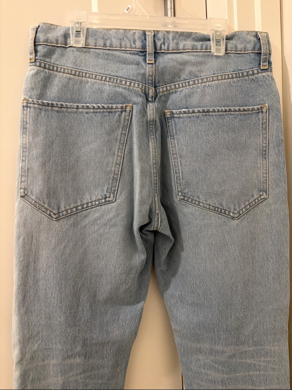 EUC [Agolde] Blue Denim Straight Leg High Rise Distressed Jeans Women’s 26 - Picture 9 of 11